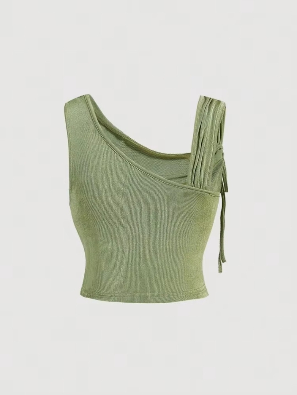 Asymmetrical Ruched Crop Top - Picture 2 of 3